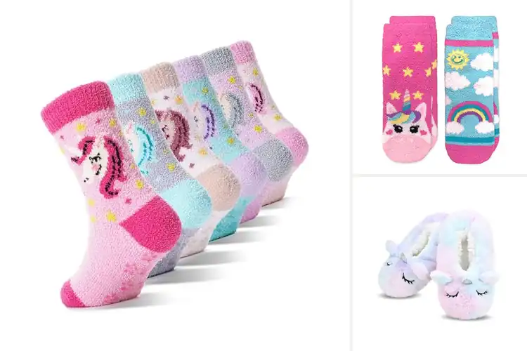 Detailed view of Best Girls Unicorn Slipper Socks