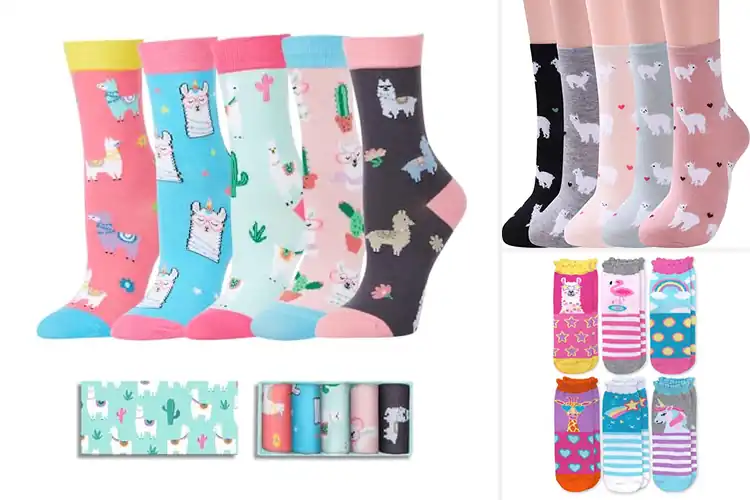 Detailed view of Best Llama Novelty Girls Socks: Soft, Stretchy & Durable