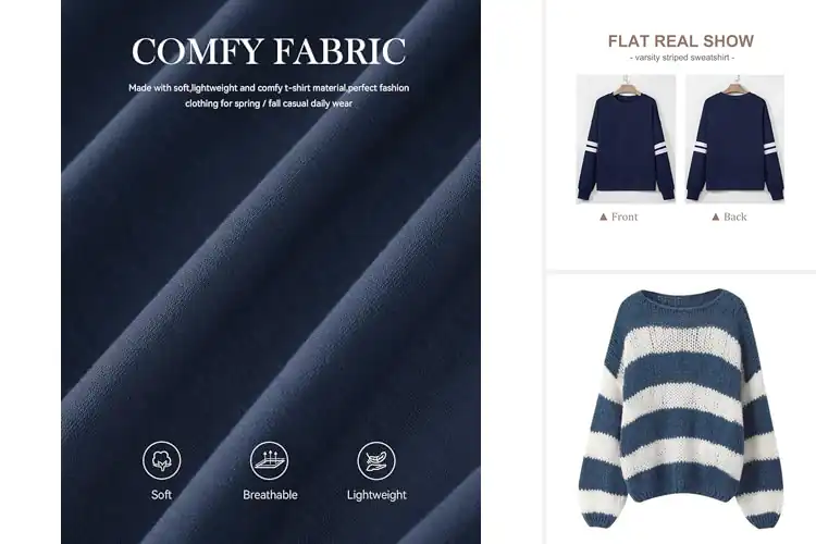 Detailed view of Best Oversized Striped Sweatshirts